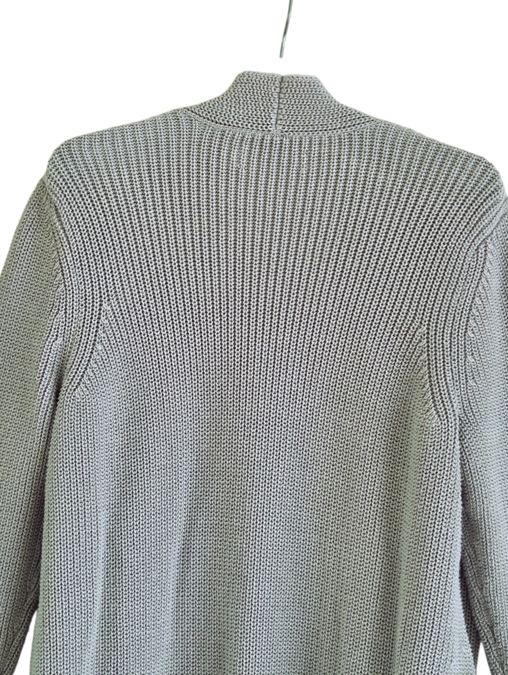 LOFT Open Long Cardigan Sweater 100% Cotton Sage Green with Pockets XL - Picture 6 of 13